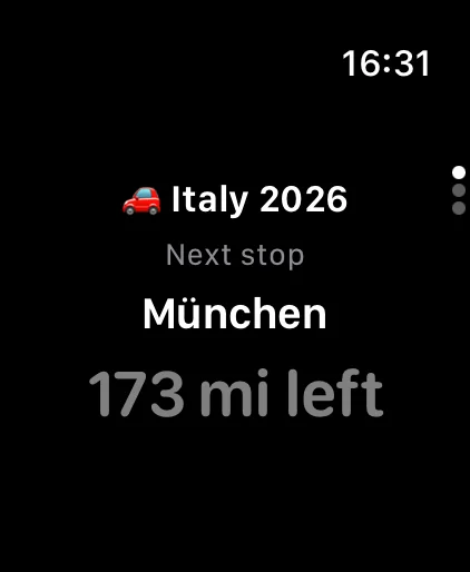 Apple Watch: next stop and distance left