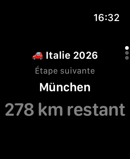 Apple Watch : prochaine étape et distance restante