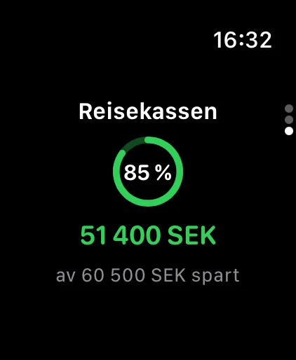 Apple Watch: reisekassen i prosent av målet