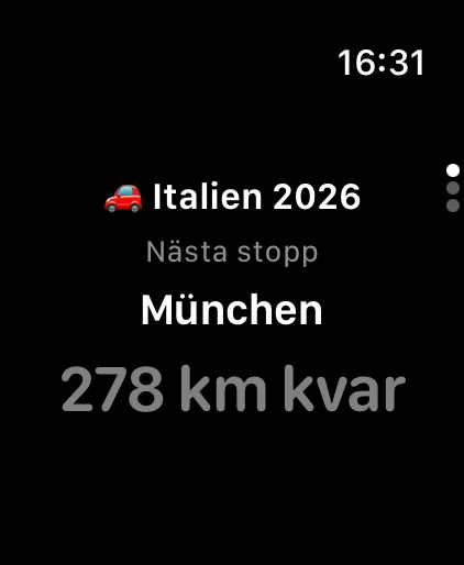 Apple Watch: nästa stopp och sträcka kvar